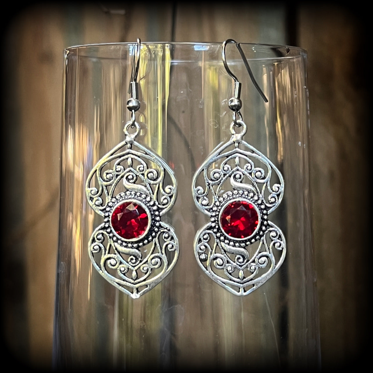 Garnet gemstone earrings-Boho earrings