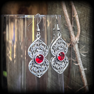 Garnet gemstone earrings-Boho earrings