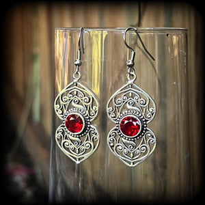 Garnet gemstone earrings-Boho earrings