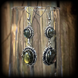 Labradorite gemstone earrings-Boho earrings