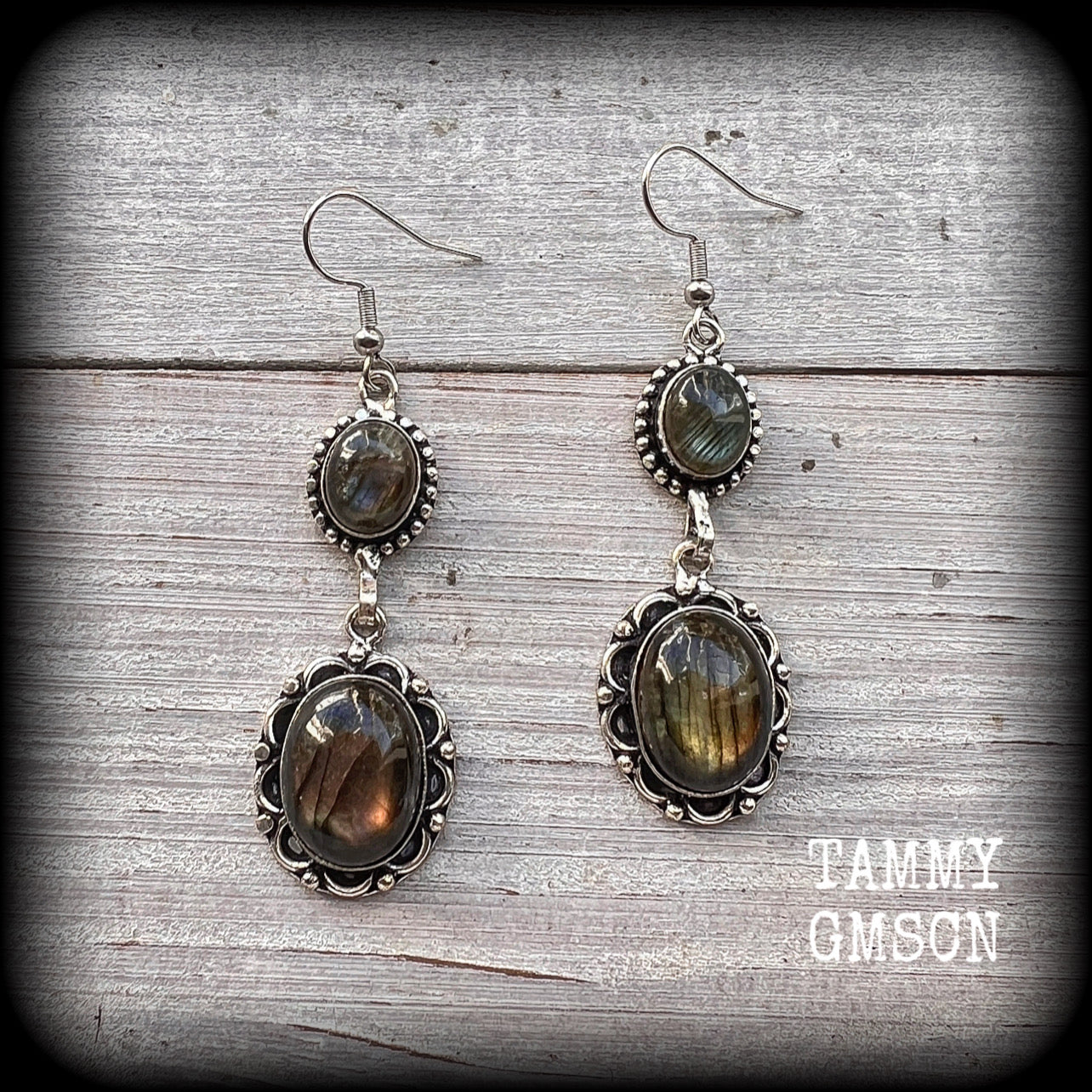 Labradorite gemstone earrings-Boho earrings