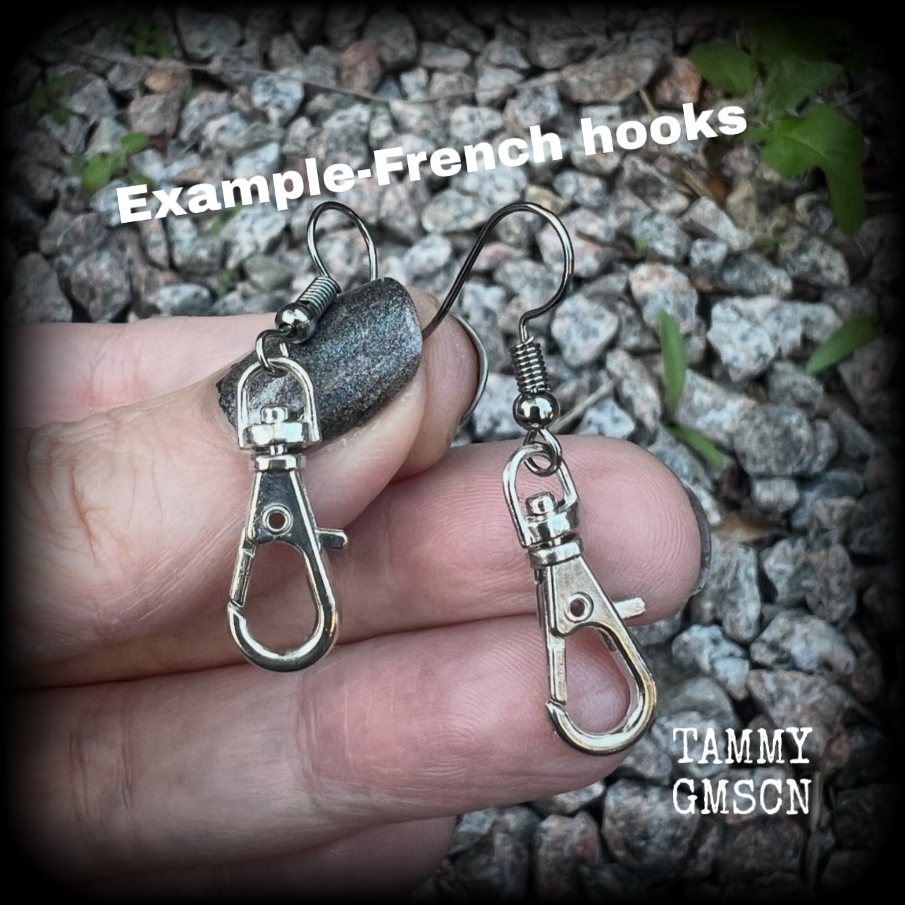 These awesome punk rock swivel clasp earrings are nice and lightweight at only a gram or two each, and measure in at just over 4cms from tip to tip.
This is a functional pair of swivel clasps so you can add extra charms to these if you want them extra dangly.

This pair have been made on stainless steel french hooks, suitable for pierced ears.