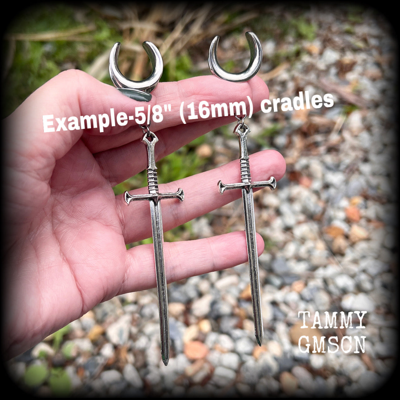 Silver Ace of swords gauged earrings-Tarot inspired earrings