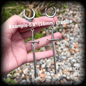 Silver Ace of swords gauged earrings-Tarot inspired earrings