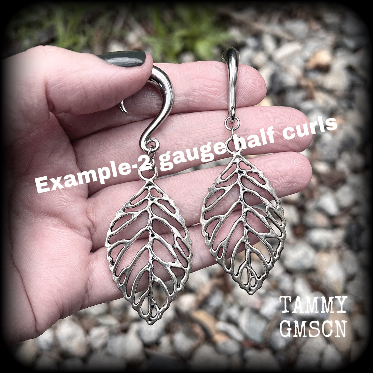 Skeleton leaf gauged earrings-Leaf ear weights