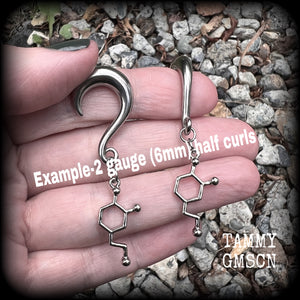 Dopamine molecule gauged earrings-Science earrings