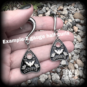 Ouija planchette gauged earrings-Halloween gauges-Bat earings