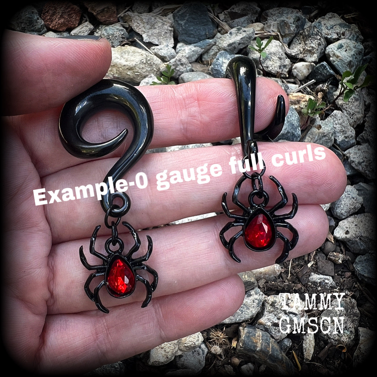 Redback spider earrings-Insect gauged earrings