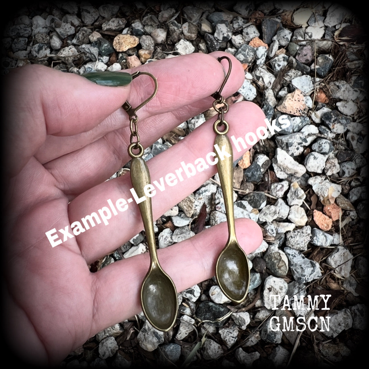 Antique bronze teaspoon earrings-Cutlery jewelry