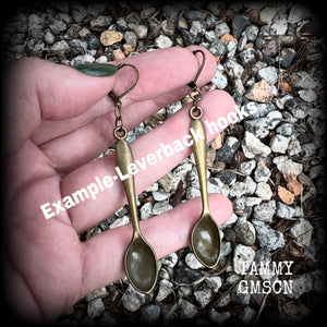 Antique bronze teaspoon earrings-Cutlery jewelry