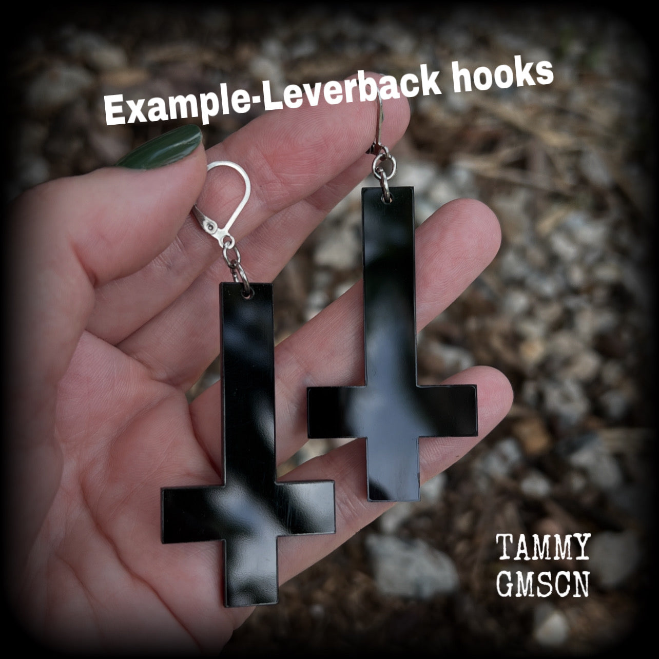Inverted cross earrings-Satanic jewelry