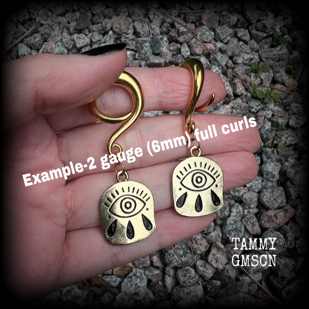 Evil eye tunnel earrings-Evil eye ear gauges