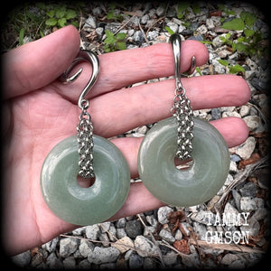 Aventurine ear weights Greenstone earrings 6 gauge jewelry Gemstone ear weights Ear gauges Body jewelry Body jewellery Ear hangers 4mm 6mm 8mm 10mm 12mm 14mm 16mm 19mm 22mm 25mm 28mm 30mm Stretched ears Stretched lobes Gauged ears Gauged earrings