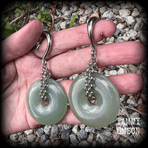 Aventurine ear weights Greenstone earrings 6 gauge jewelry Gemstone ear weights Ear gauges Body jewelry Body jewellery Ear hangers 4mm 6mm 8mm 10mm 12mm 14mm 16mm 19mm 22mm 25mm 28mm 30mm Stretched ears Stretched lobes Gauged ears Gauged earrings