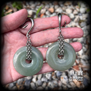 Aventurine ear weights Greenstone earrings 6 gauge jewelry Gemstone ear weights Ear gauges Body jewelry Body jewellery Ear hangers 4mm 6mm 8mm 10mm 12mm 14mm 16mm 19mm 22mm 25mm 28mm 30mm Stretched ears Stretched lobes Gauged ears Gauged earrings