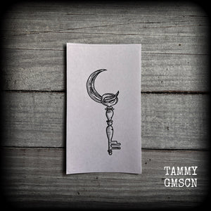 Esoteric key and crescent moon sticker