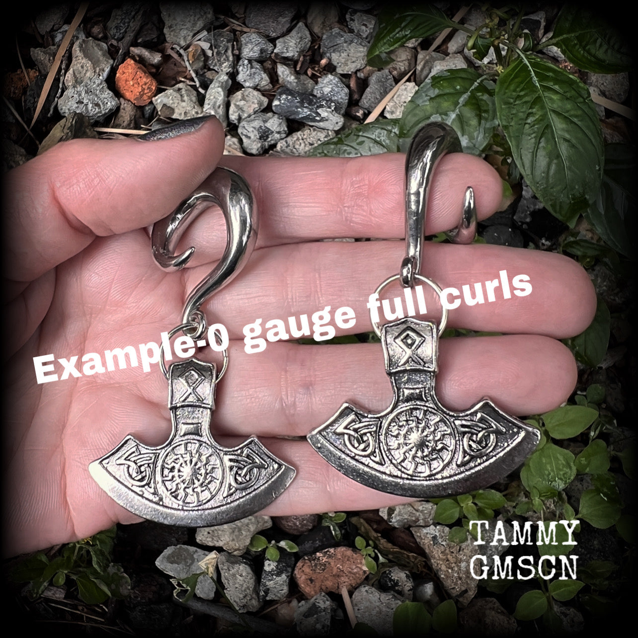 Viking axe head ear hangers-Rune jewelry