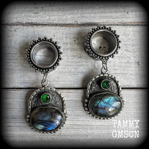 Gemstone tunnel earrings 