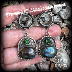 Boho tunnel earrings 