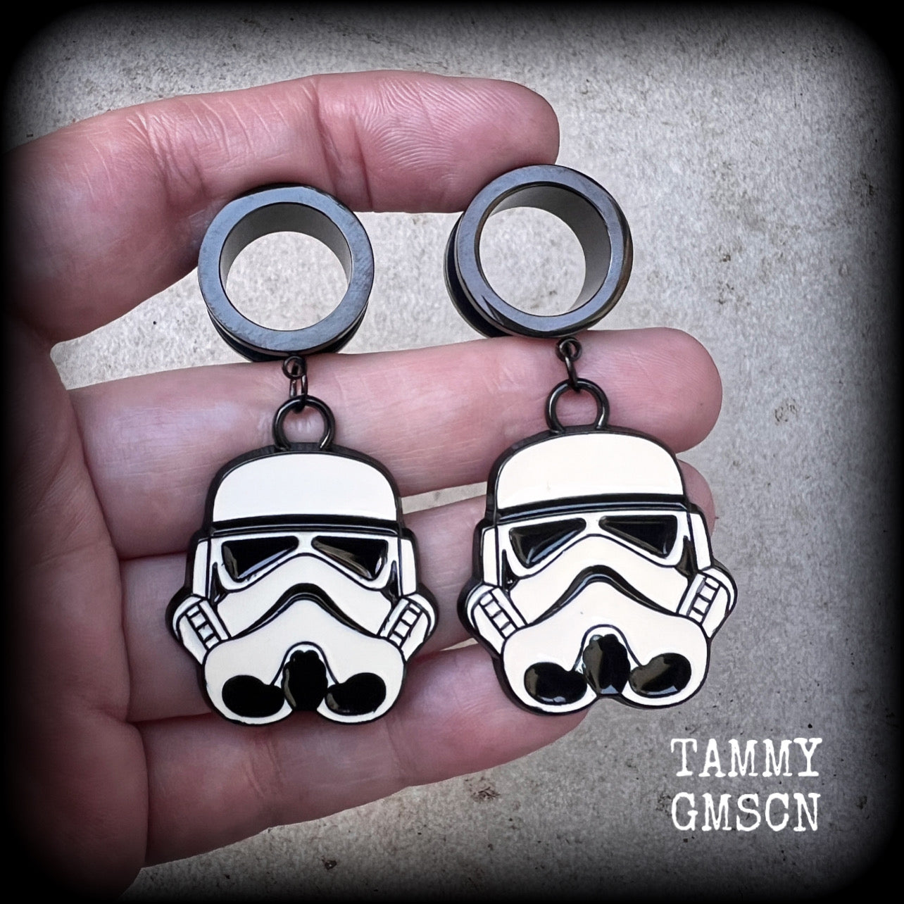 Storm Trooper tunnel earrings 