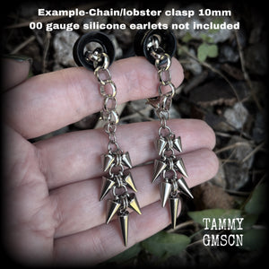 Punk rock spike tunnel earrings-Heavy metal tunnel dangles