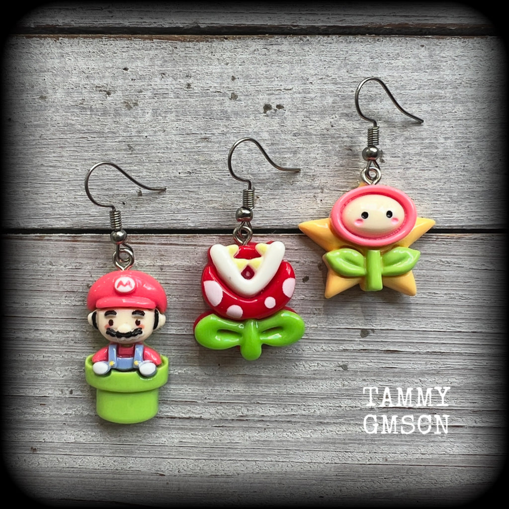 Retro gamer earrings-Mario Bros mix and match earrings