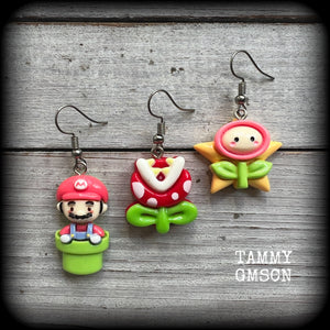 Retro gamer earrings-Mario Bros mix and match earrings