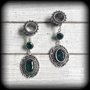 Gemstone tunnel earrings 