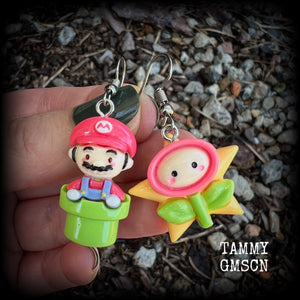 Retro gamer earrings-Mario Bros mix and match earrings