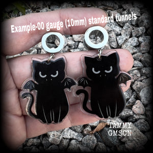 Vampire cat earrings-Halloween earrings