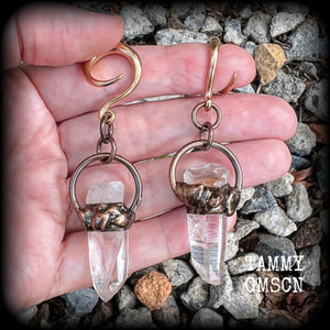 Quartz gauged earrings-Gemstone ear weights