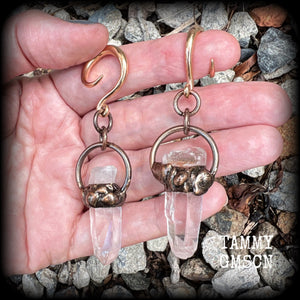 Quartz gauged earrings-Gemstone ear weights