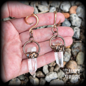 Quartz gauged earrings-Gemstone ear weights