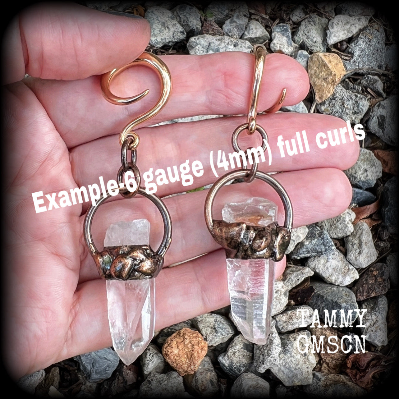 Quartz gauged earrings-Gemstone ear weights