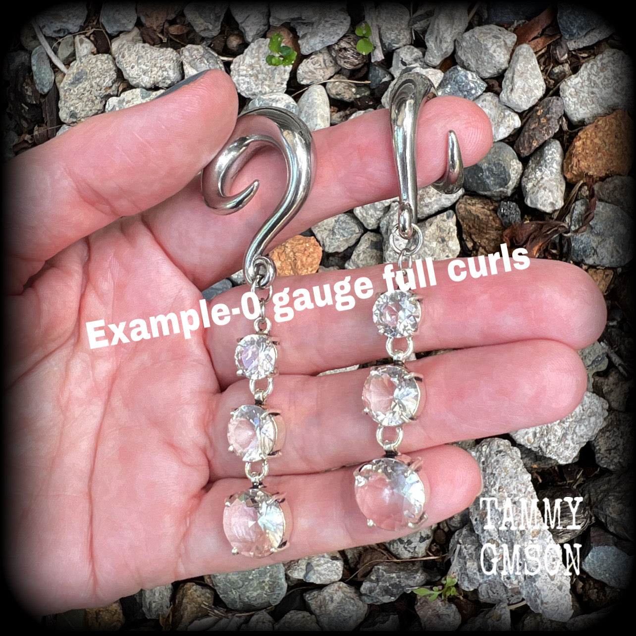 White topaz gauged earrings-Gemstone gauges