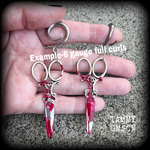 Bloodied scissors halloween gauged earrings