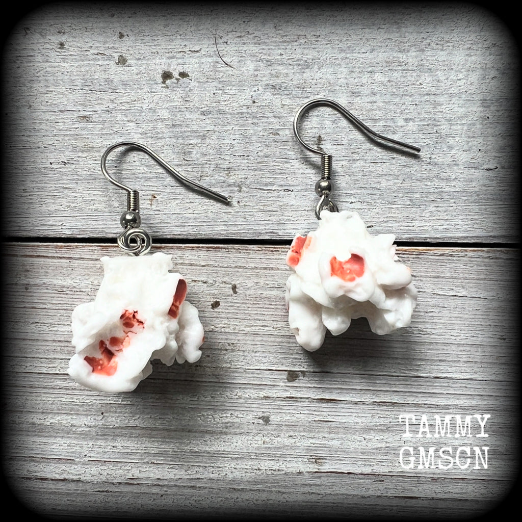 These pop corn earrings are too cute, measuring just on 4cms from tip to tip, and are super light weight at only a few grams each.

This pair has been made on stainless steel french hooks, suitable for pierced ears.