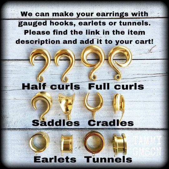 Brass serpent tunnel earrings-Tunnel dangles