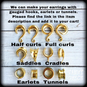 Brass serpent tunnel earrings-Tunnel dangles