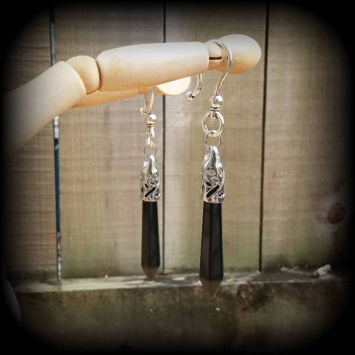 Black obsidian ear hangers