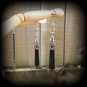 Black obsidian ear hangers