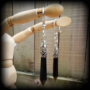 Black obsidian ear weights
