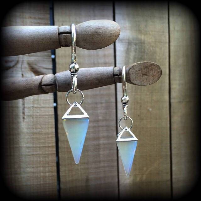 Opalite gauged earrings