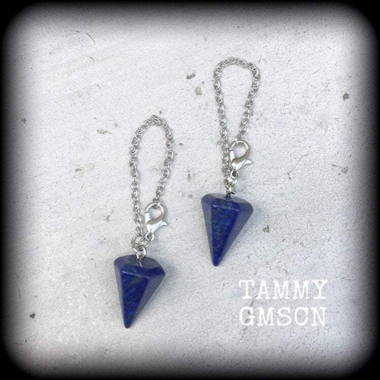 Lapis lazuli tunnel earrings 