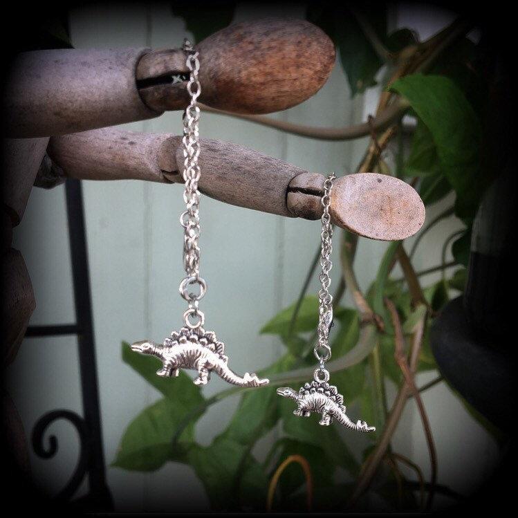 Stegosaurus earrings-Tunnel dangles