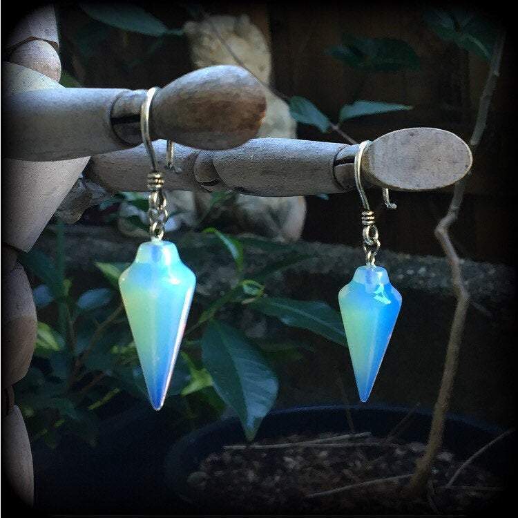 Opalite gauged earrings