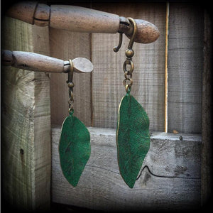 Patina leaf ear hangers