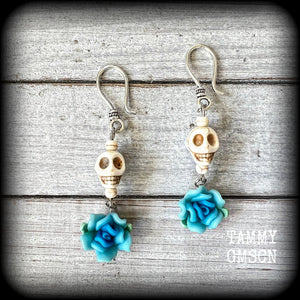 Skull and Rose Day of the Dead earrings