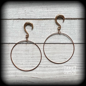 Hoop ear gauges Rose gold hoop earrings Hoop gauged earrings Hoop ear weights Tunnel hoops 6 gauge ear hangers 6g 2g 0g 00g 1/2" 9/16" 5/8" 3/4" 7/8” 1” Stretched ears Stretched lobes Gauged ears Body jewelry ear gauges