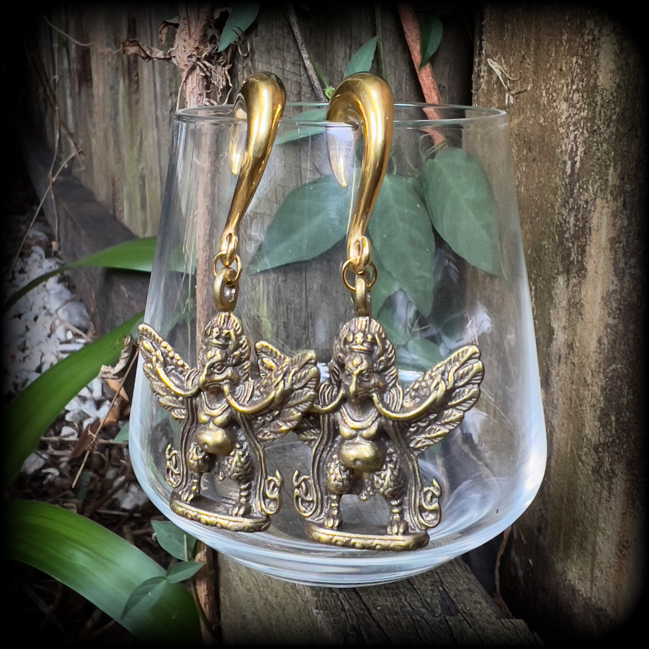 Garuda gauged earrings-Ear weights